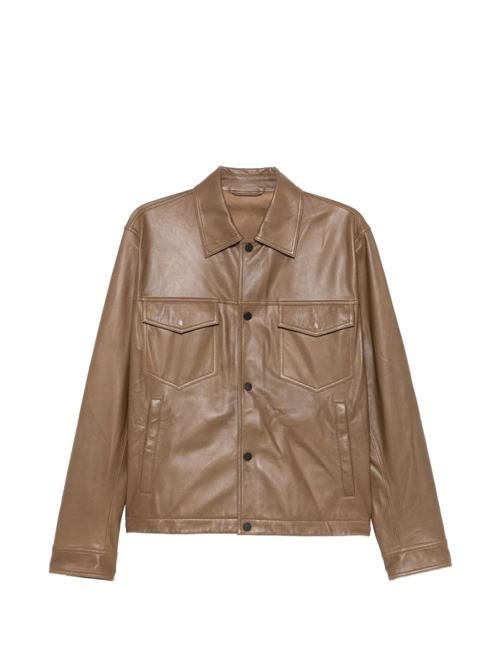 Giacca uomo Emporio Armani in pelle color caffè EMPORIO ARMANI | EM005475AF24823U6197
